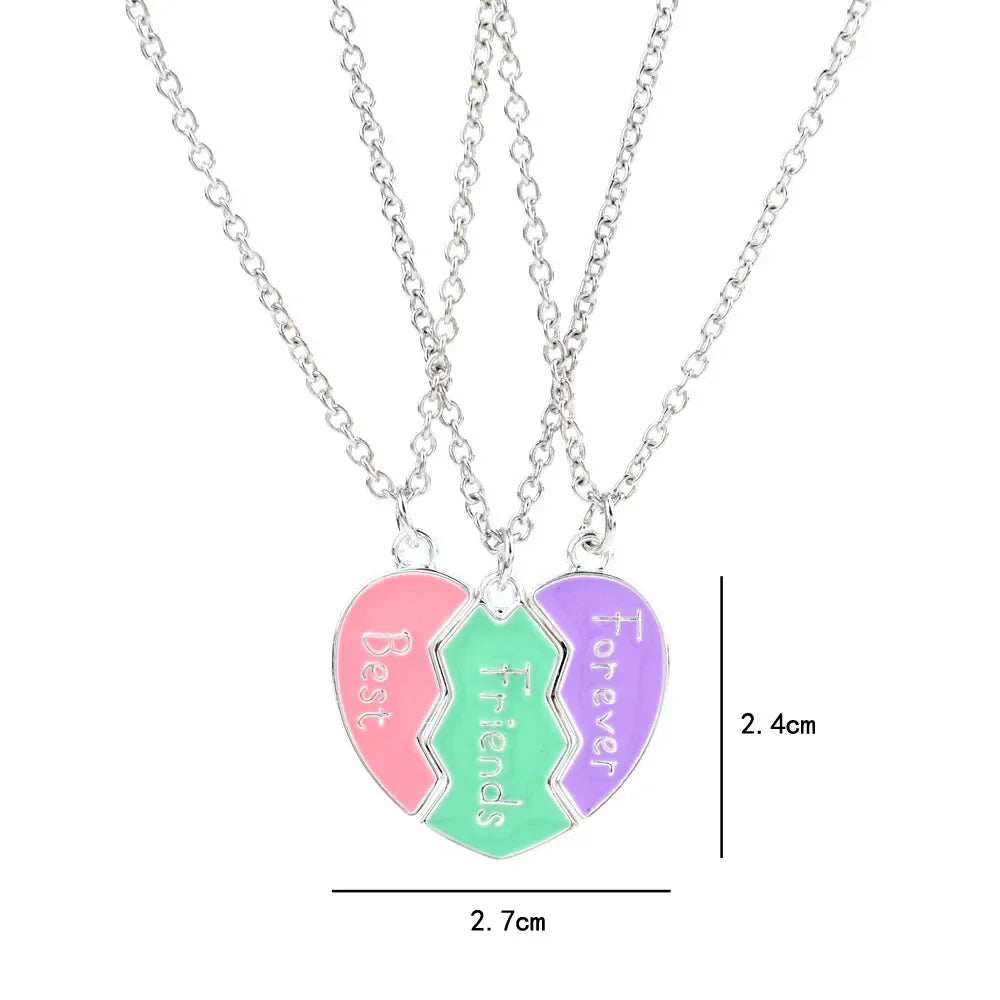 Best Friend Forever Heart Necklace For 3