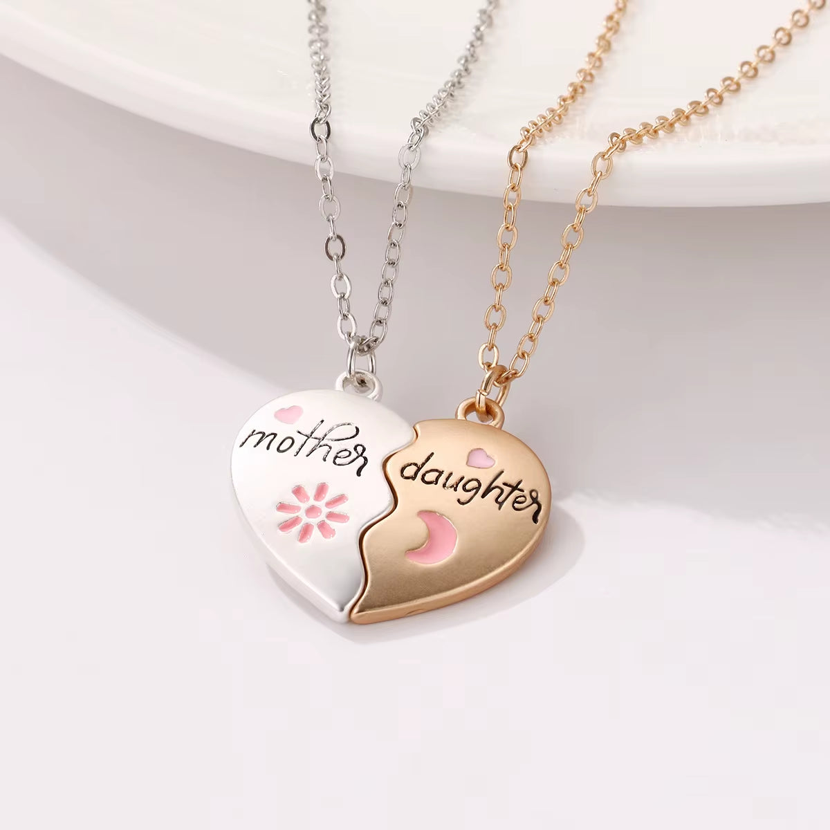 Mother Daughter Heart Necklace