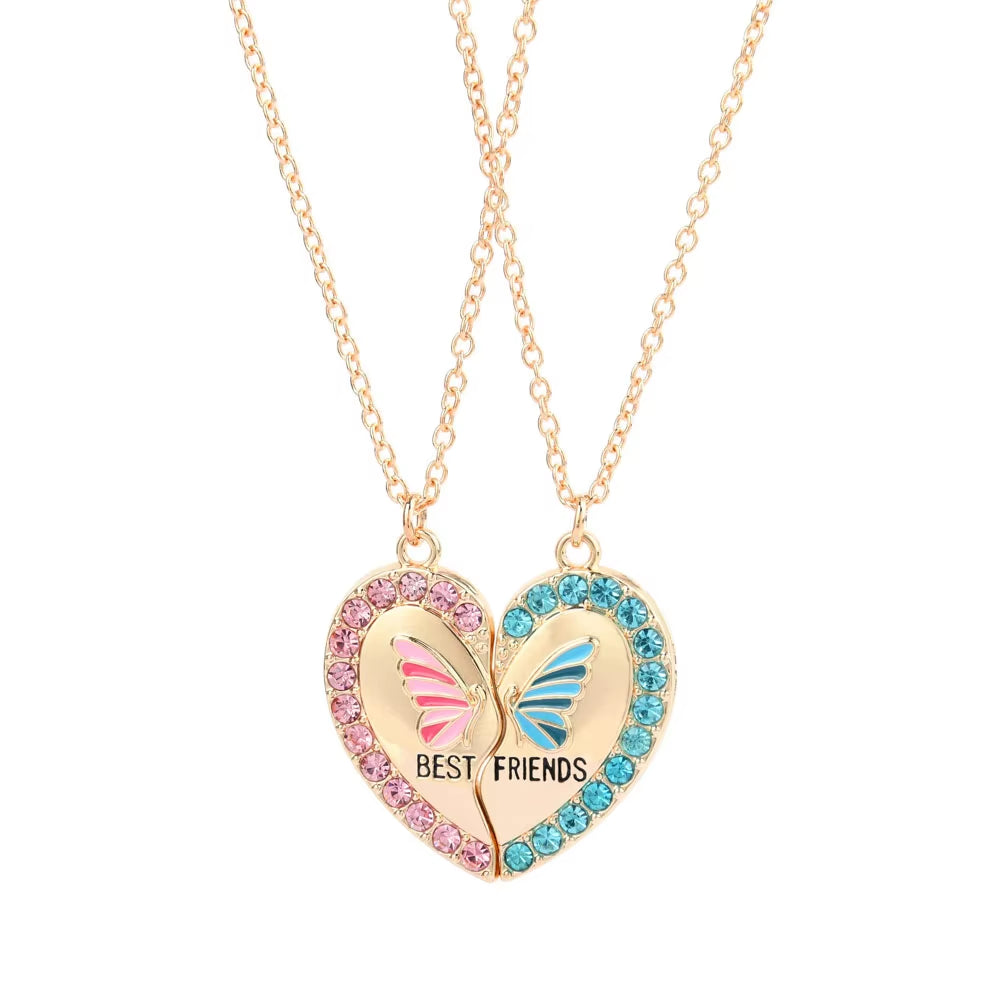 Butterfly Heart Necklace For 2 Friends