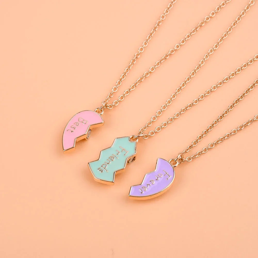 Best Friend Forever Heart Necklace For 3