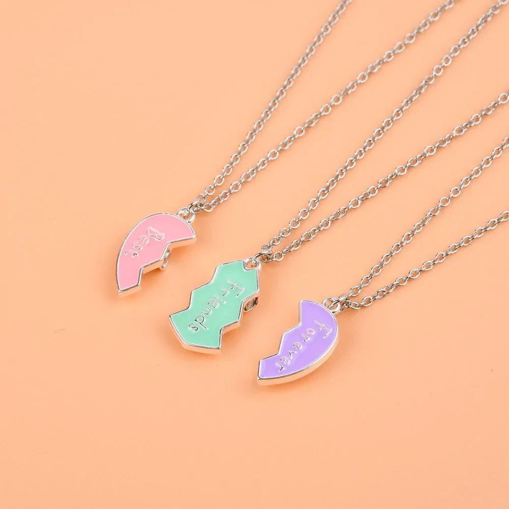 Best Friend Forever Heart Necklace For 3