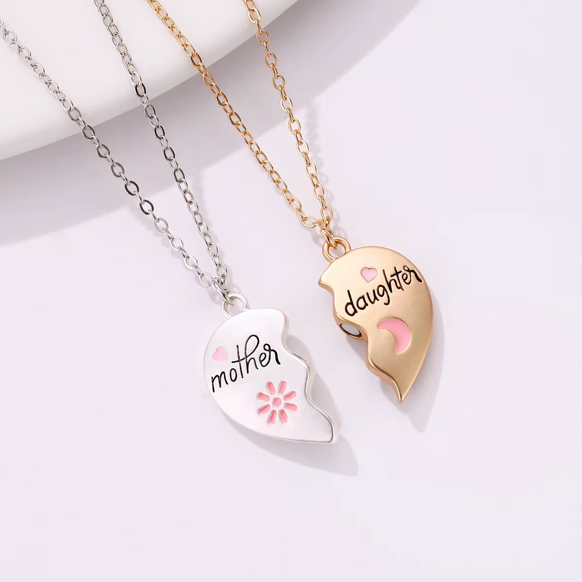 Mother Daughter Heart Necklace