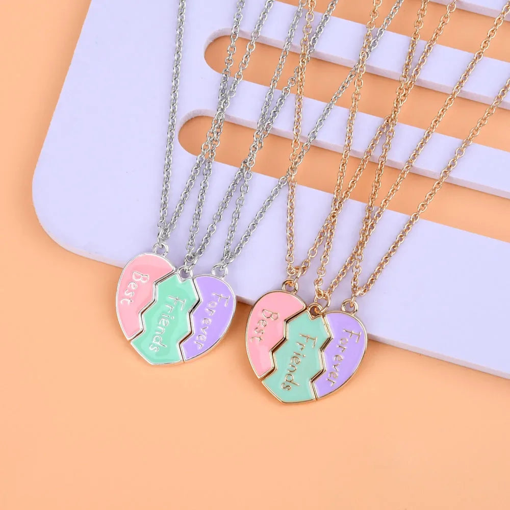 Best Friend Forever Heart Necklace For 3