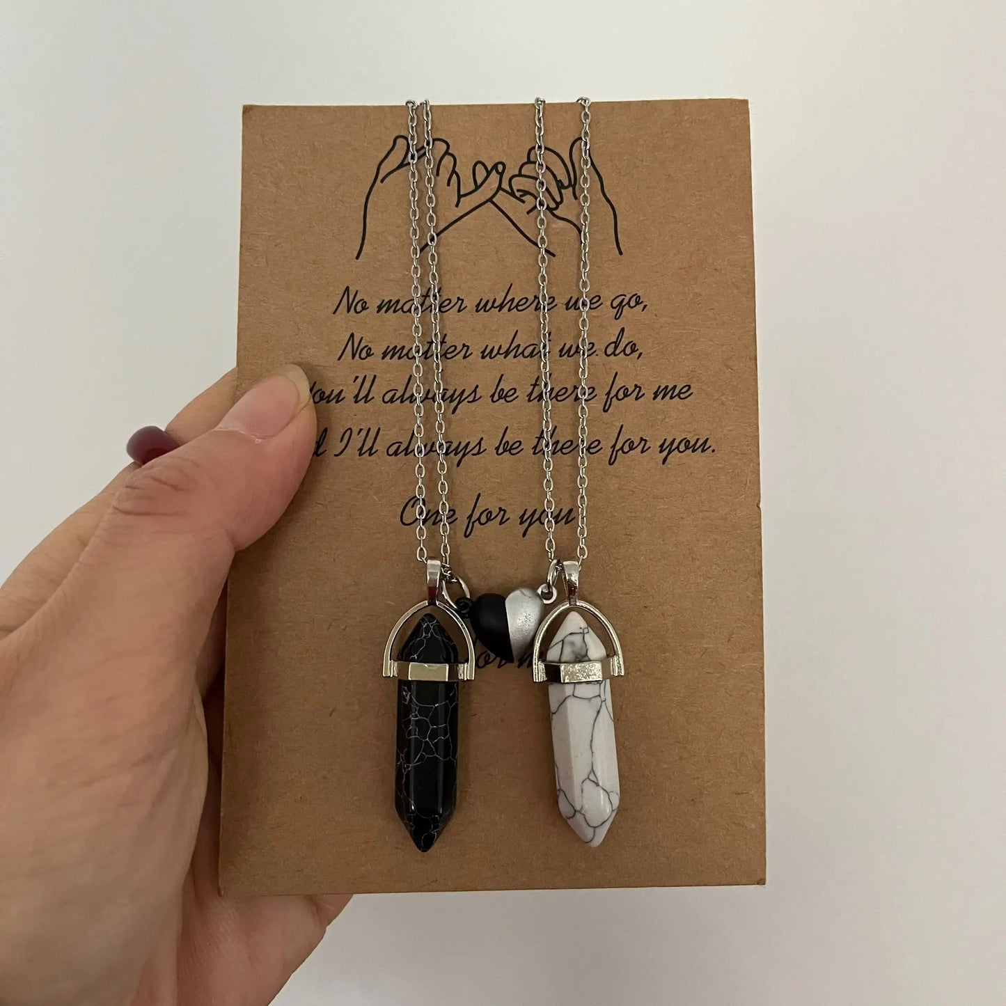 Crystal Pendant Necklace With Magnetic Heart