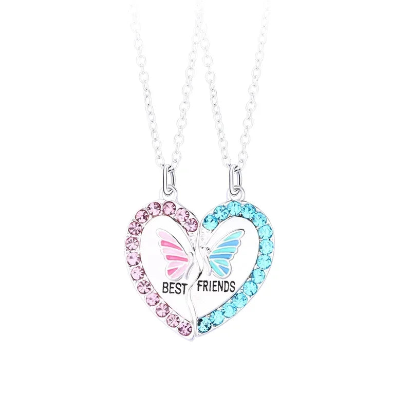 Butterfly Heart Necklace For 2 Friends