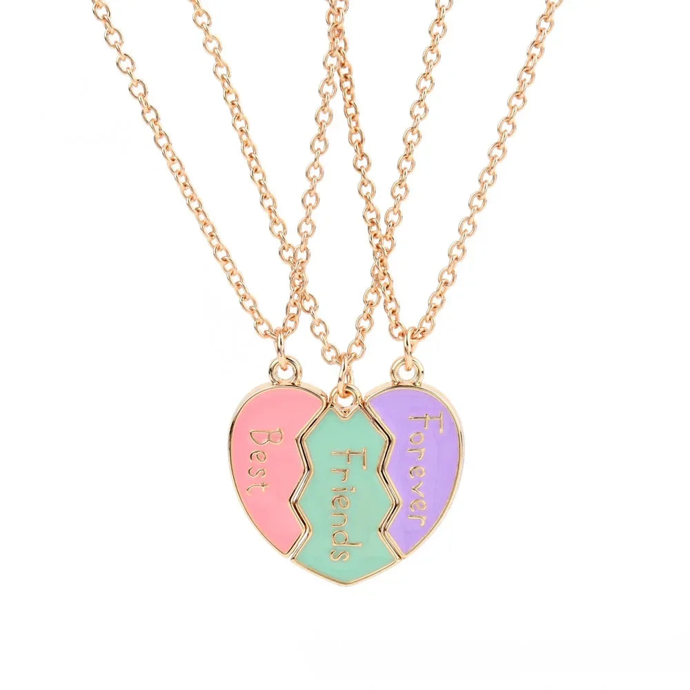 Best Friend Forever Heart Necklace For 3