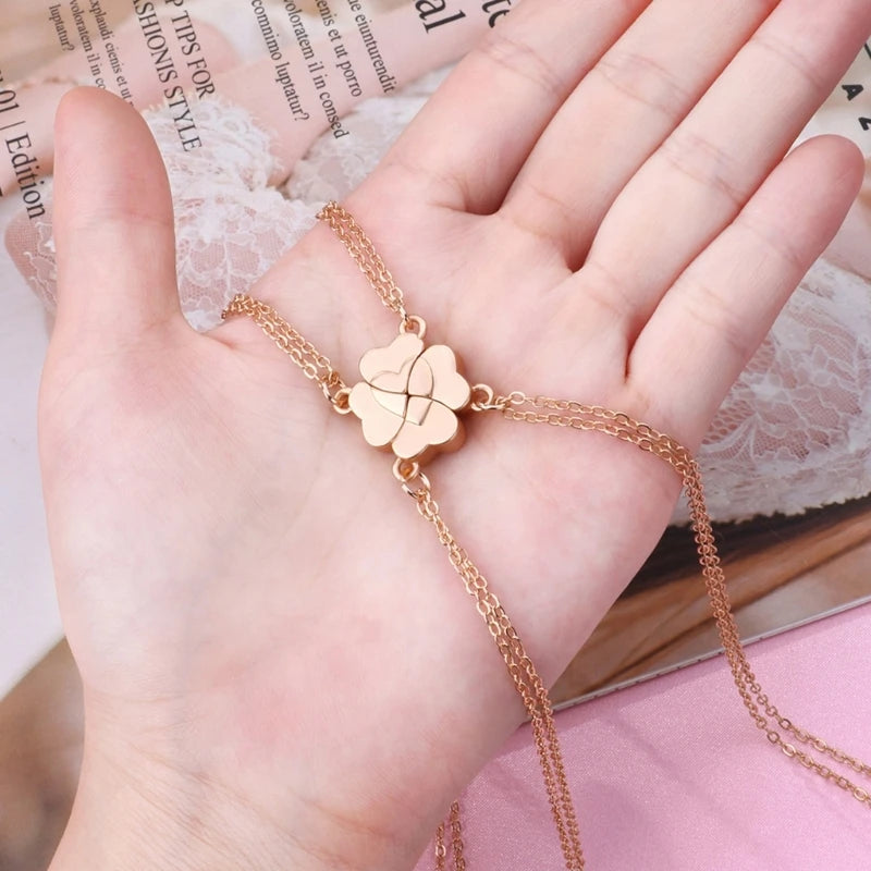 Four-Leaf Clover Magnetic BFF Necklace For 4 People