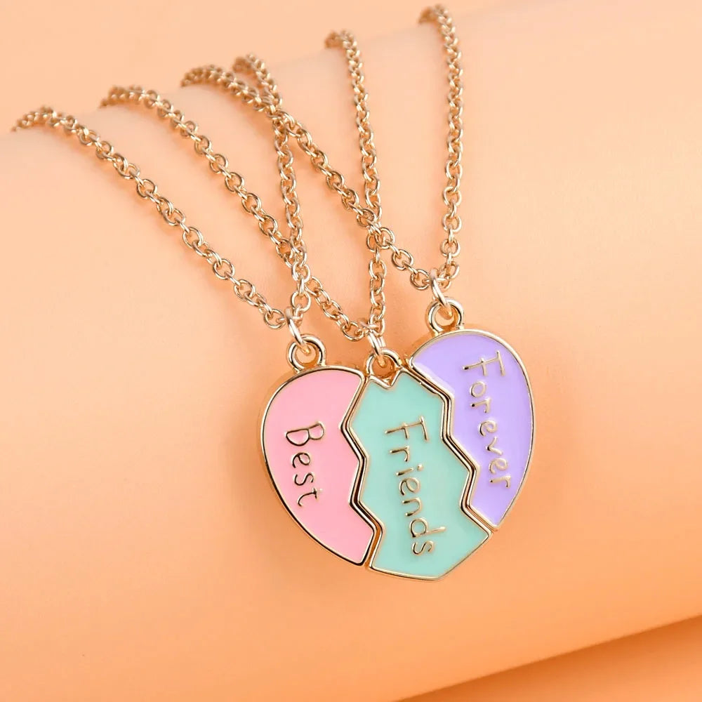 Best Friend Forever Heart Necklace For 3