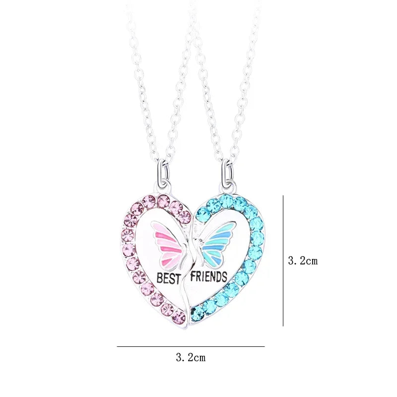 Butterfly Heart Necklace For 2 Friends