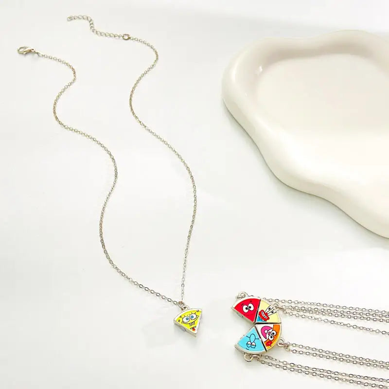 Spongebob BFF Pizza Necklace For 5 Friends