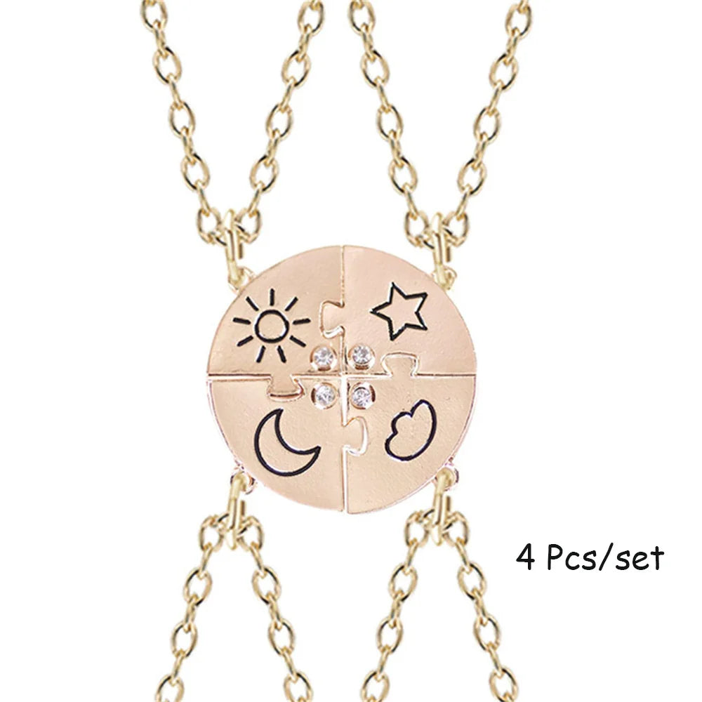 Sun, Star, Moon and Cloud BFF Necklace For 4 Friends