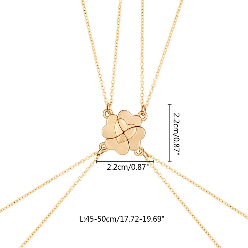 Four-Leaf Clover Magnetic BFF Necklace For 4 People