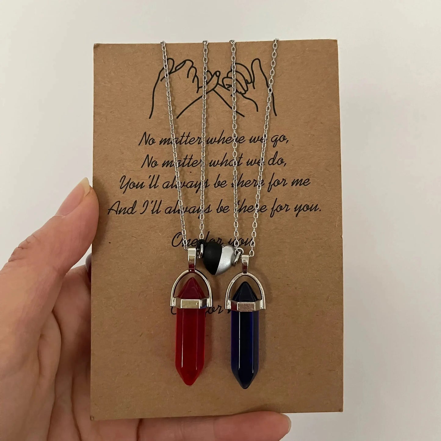Crystal Pendant Necklace With Magnetic Heart