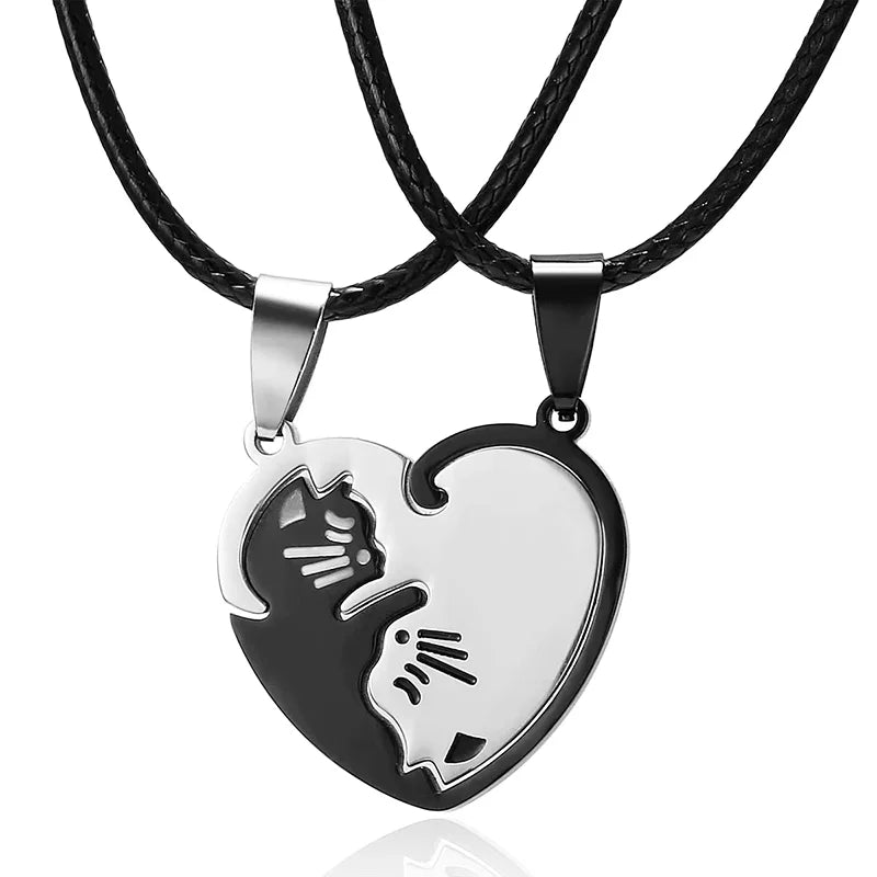 Sleeping Cats BFF Necklace For 2 People