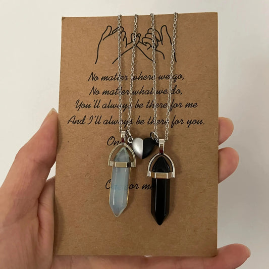 Crystal Pendant Necklace With Magnetic Heart