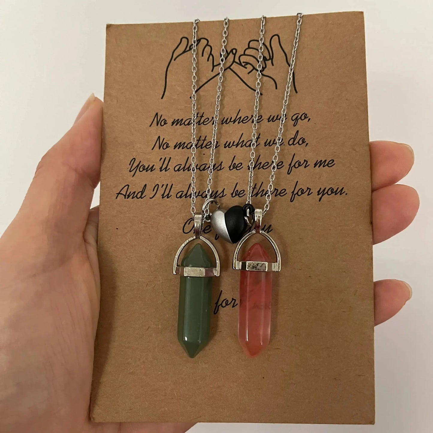 Crystal Pendant Necklace With Magnetic Heart