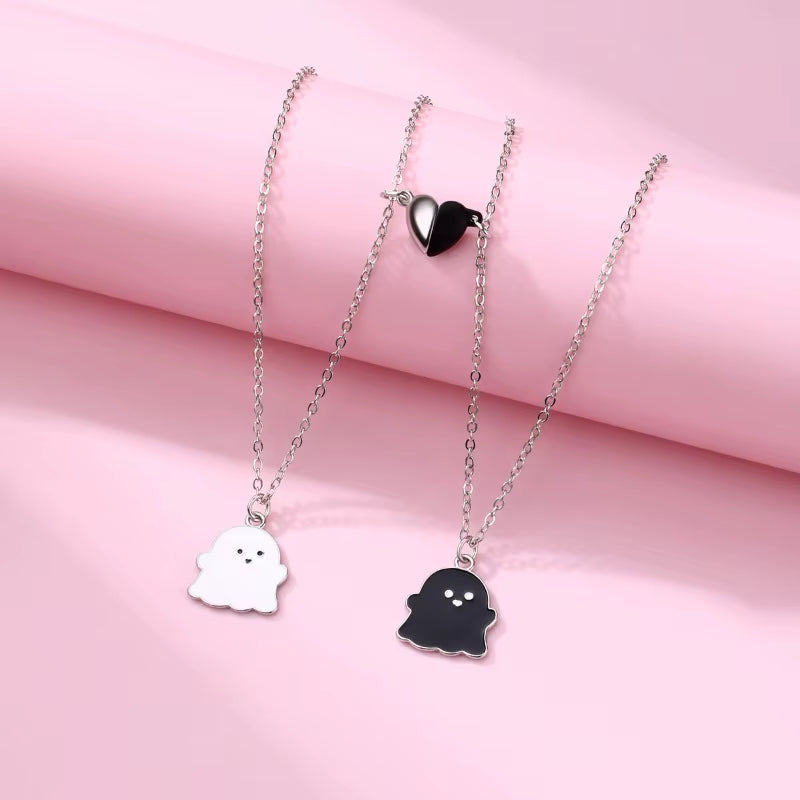 Ghost Magnetic Necklace For 2 Best Friends