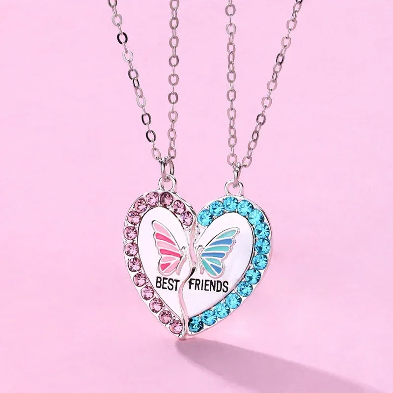 Butterfly Heart Necklace For 2 Friends