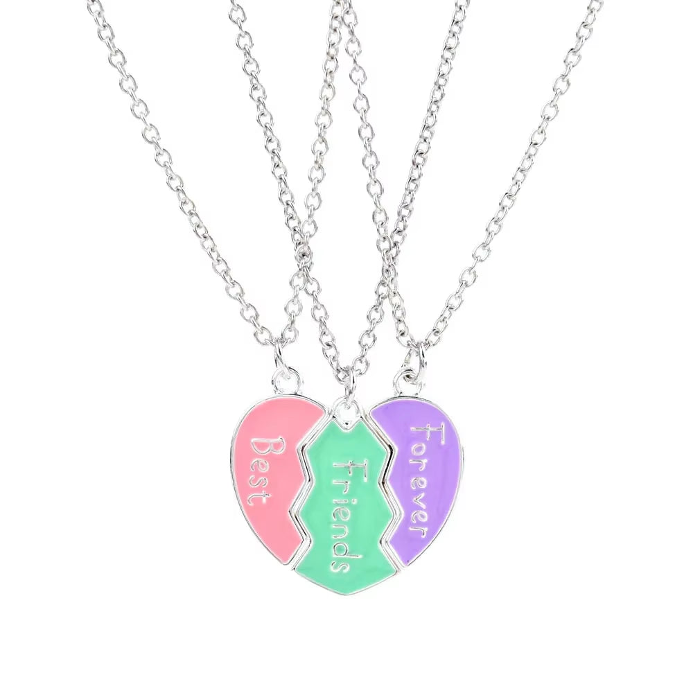 Best Friend Forever Heart Necklace For 3