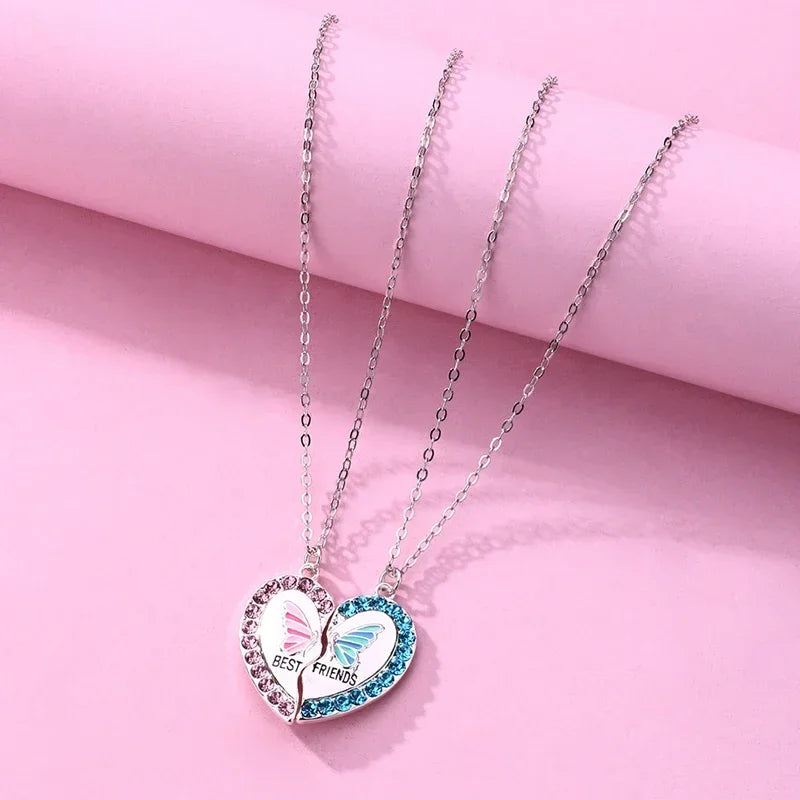 Butterfly Heart Necklace For 2 Friends